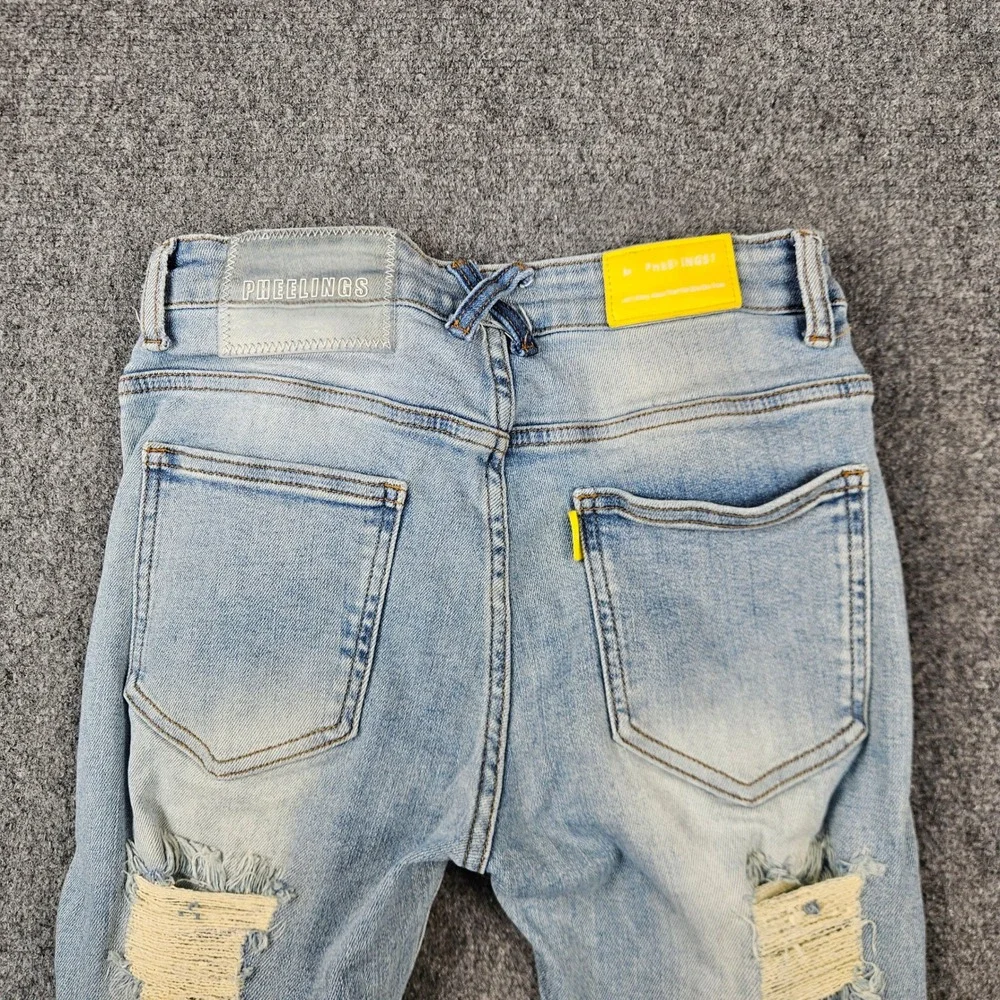 Pheelings Distressed Flare Jeans Light Wash Ripped Frayed Hem Mens Size 28